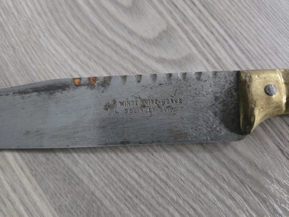 19th C Solingen Germany Winter Nitz Work Bowie Fixed Blade Hunting Fishing Knife - Image 2 of 4
