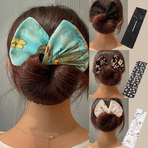 Women Ladies Girls Hair Styling Clip Bun Maker Magic Tools Bow Hair Accessories - Picture 1 of 28