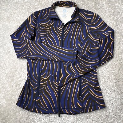 J McLaughlin Billie Zip Jacket Zambria Animal Print Blue Brown