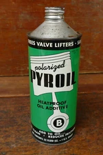 Vintage 1960s PYROIL Polarized Motor Oil Additive Metal One Quart Can NOS FULL