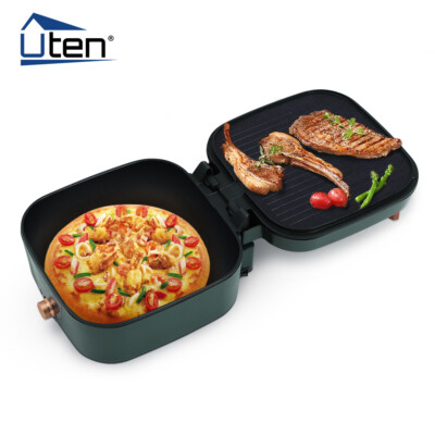 2 in1 BBQ Grillpfanne Elektrisch Hot pot Grill klappbar Hotpot  Pfanne 1800W