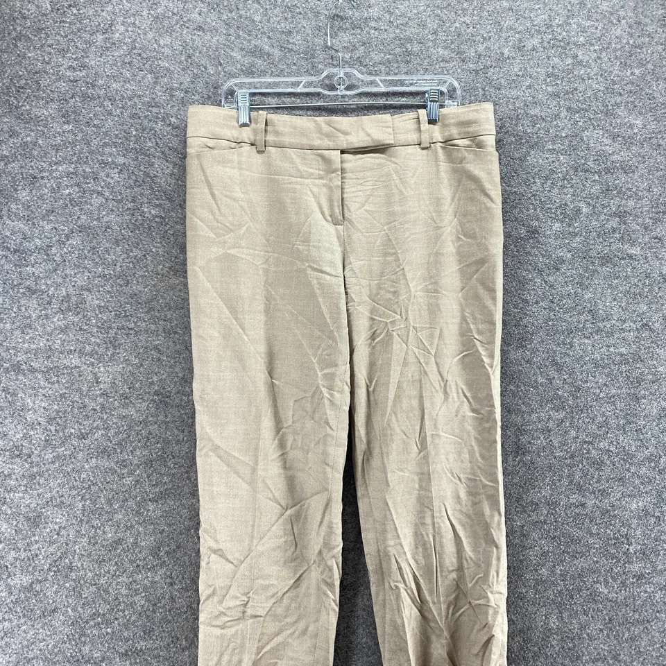 Pantalones de vestir Ann Taylor para mujer 12P pequeño beige tiro medio plisados bolsillos de seda Foto 3 de 4