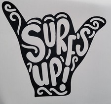 1x Surf's Up Wave Vinyl Sticker Bumper Decal Window Camper Car 5.5x4.5in Black