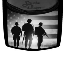 Gray Light Sun Soldiers American Flag Truck Hood Wrap Vinyl Car Graphic Decal