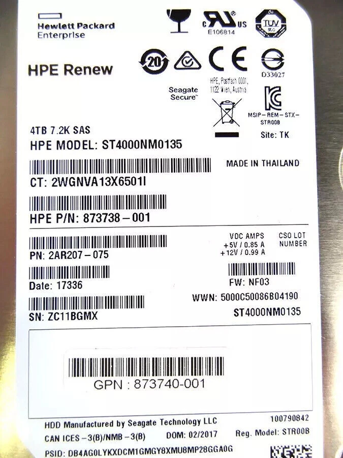 HPE 4TB Q1H48A 873372-001 MSA SAS 12G 7.2K 3.5'' LFF HDD Hard Drive NEW - Image 2 of 3