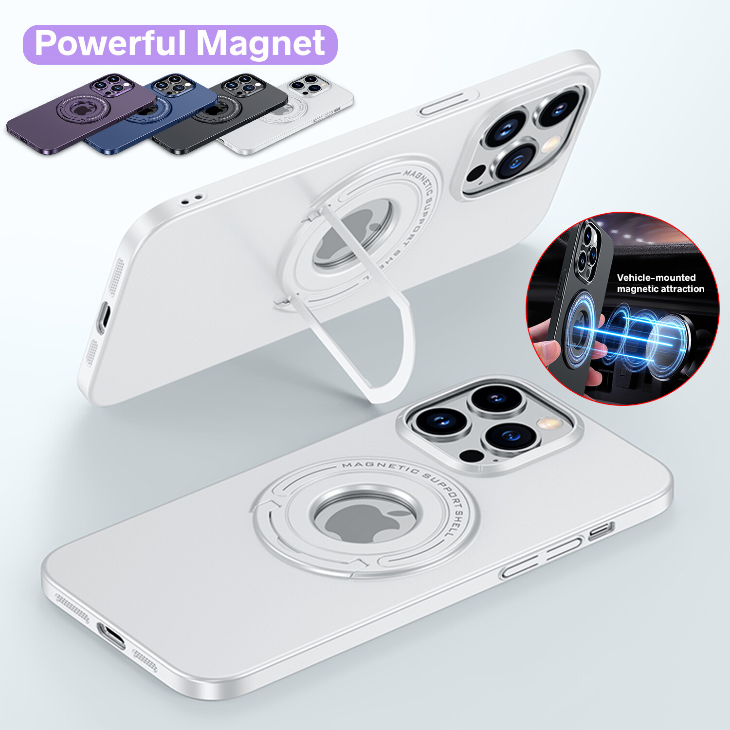 Mag Safe Case For iPhone 15 Pro Max 14 13 Shockproof Magnetic Ring Stand Cover