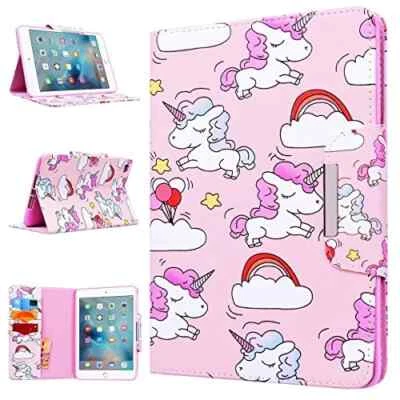 APPLE iPad 1, 2, 3, 4 Case | Leather | Cute Unicorn Design | Pink girls