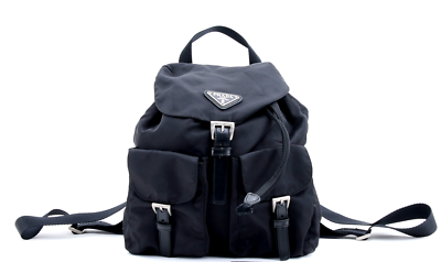 PRADA [Rango A] Tessuto Nylon Zaino Borsa Coulisse Nero Autentico