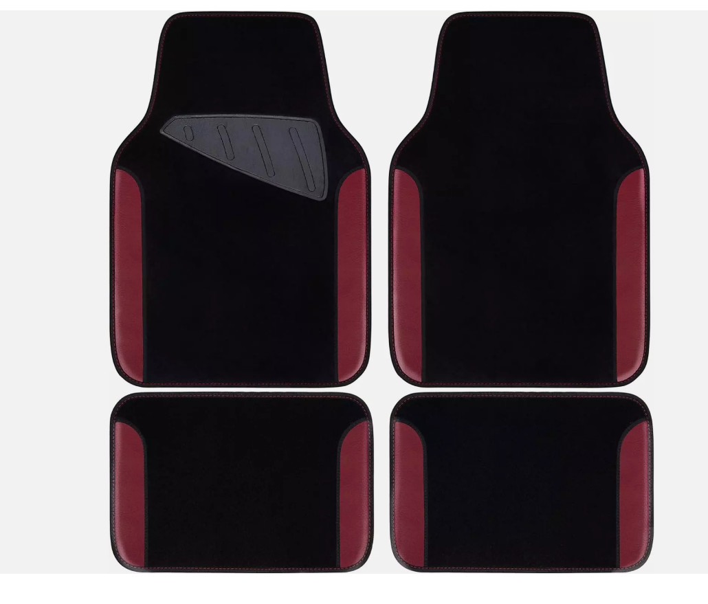 CAR PASS Waterproof Universal Fit Car Floor Mats, Set of 4 Red and Black NEW