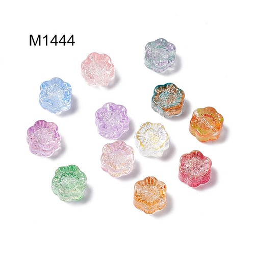 Lot de 20 perles de fleurs en verre électroplaque chinoise couleur mixte 12,5 x 11,5 x 6 mm M1444 - Photo 1 sur 1