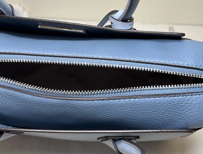 Michael Kors Mercer Belt Medium Pale Blue Pebbled Leather Satchel  