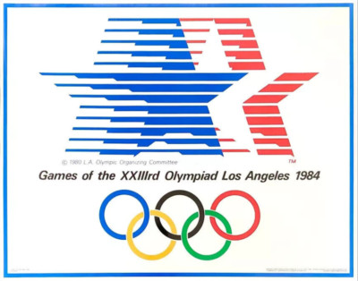 Rare Vintage 1984 Los Angeles LA Olympics Stars in Motion Pictogram Poster NOS