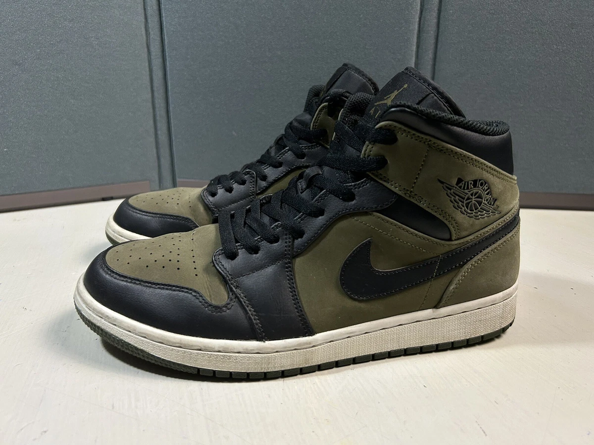 Nike air jordan 1 mid sale olive canvas