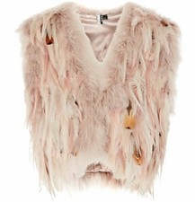 ICONIC BNWT 12 TOPSHOP  NUDE FEATHER GILET WAISTCOAT BODYWARMER SHRUG BOLERO 