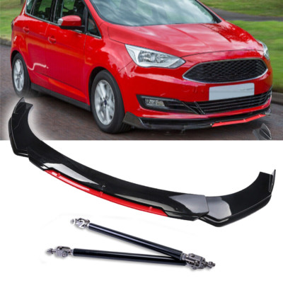 Front Bumper Lip Spoiler Body Kit Red +Strut Rods For Ford C-Max 13-18 