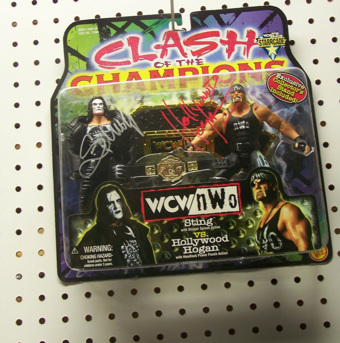 Extremely RARE Sting vs Hollywood Hogan Signed WCW Action