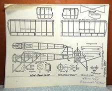 WRONG WAY CORRIGAN'S ROBIN BALSA FREE FLIGHT MODEL AIRPLANE PLANS 13" WINGSPAN