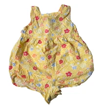 VTG Baby B'Gosh Osh Kosh Yellow Fruit Flowers Bubble Romper One Piece 24 Month *