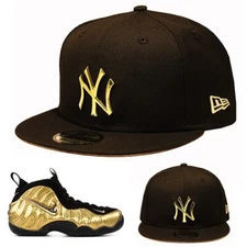 New Era New York Yankees Snapback Hat Match Air Foamposite Pro Metallic Gold Cap