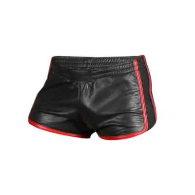 Echtes Schafsleder Shorts bequeme weiche Qualität Boxer Style, 4 farbige Paspeln