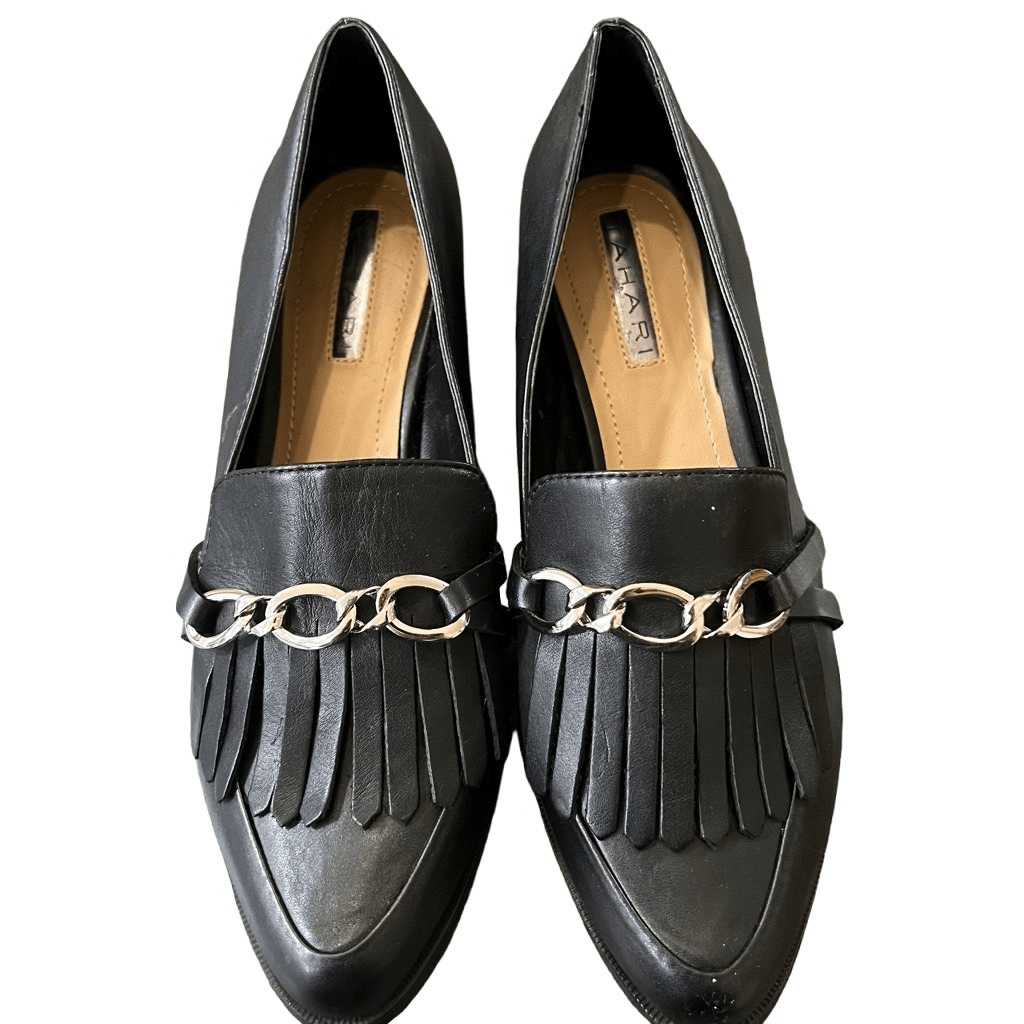 Tahari Langley Black Block Heel Loafers
