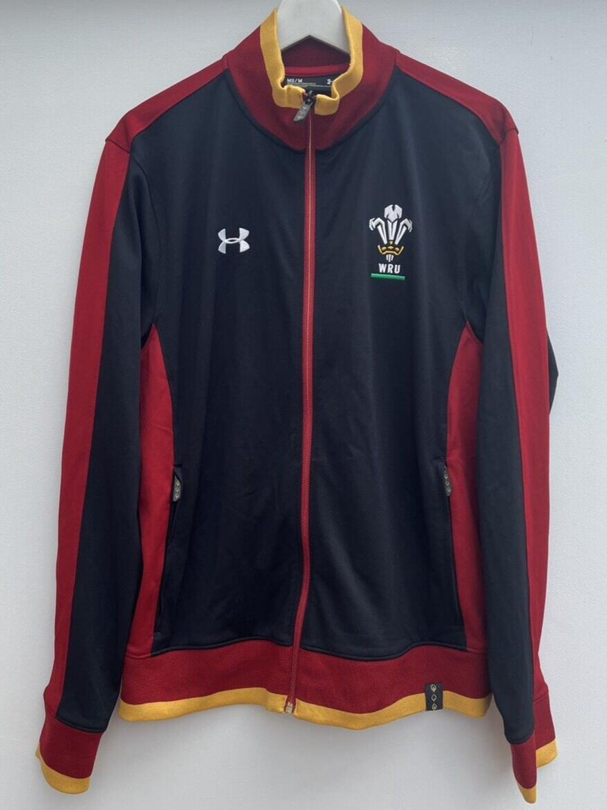 Wales Rugby Track Jacket Black Red Under Armour Full Zip Top Mens Medium M