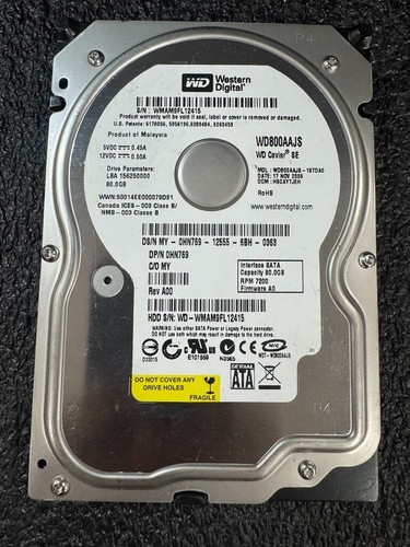 Dell HN769 WD800AAJS-18TDA0 80GB 7.2K RPM 8MB Cache 3Gb/s SATA HDD 3.5" - Picture 2 of 7