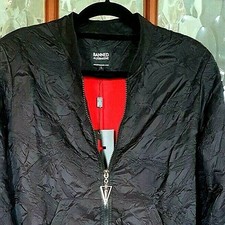 Banned Alternative Women's Textured Black Lava Bomber Jacket L Uk 14 Nwt