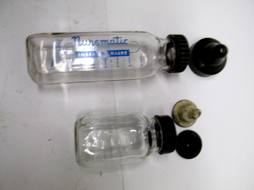 Vintage Evenflo 4oz.&Duraglass "Insta-Valve'' "Nursematic" 8oz. Babyflasche + Deckel - Bild 3 von 8