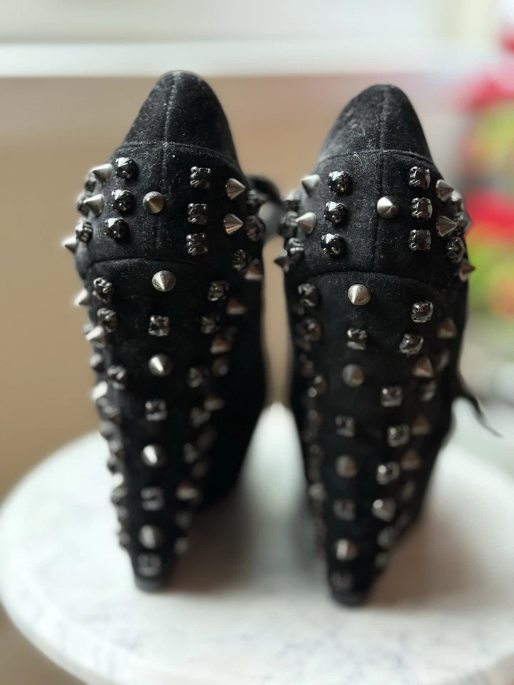 Zapatos de plataforma de gamuza negros con tachuelas para mujer Shoedazzle nuevos talla 5,5 Foto 3 de 4