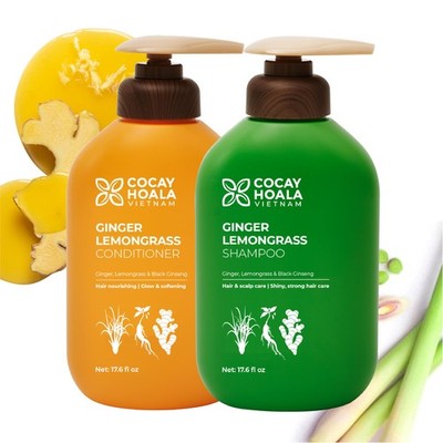 Shampoo and Conditioner Set Lemongrass and Ginger Thinning Hair 17.64 oz 2 Pack