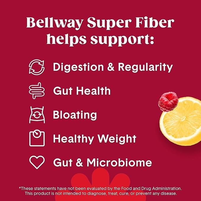 Bellway Super Fiber Fruit, Organic Psyllium Husk Powder Raspberry Lemon 1.2Lb
