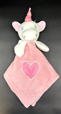 Pink White Plush Unicorn Lovey Security Blanket Rainbow Mane Sparkle Horn