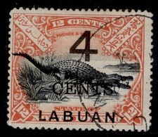 NORTH BORNEO - Labuan QV SG105a, 4c on 12c , FINE USED. Cat &pound;48. PERF 13&frac12;-14