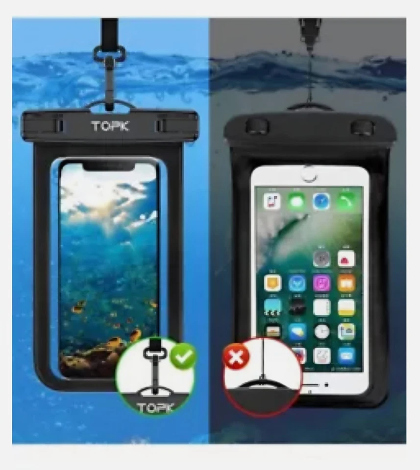 TOPK  2 Pack Of Waterproof Phone Pouch Underwater Cover Universal Dry Bag Mobile - Image 2 of 4