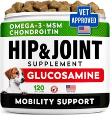 Glucosamine for Dogs Hip and Joint Supplement for Dog 170 Chew Joint Pain Relief