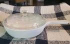Vintage Corning Ware MW-83-B Microwave Or Browning Dish White And Pyrex P83C Lid