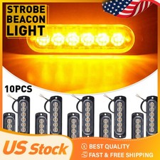 10PCS 6-LED Amber Grill Side Marker Strobe Light Bar Kit Car Truck