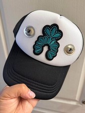 custom trucker cap. Concho and patch hand sew...