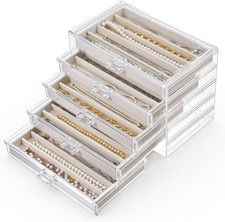5 Layer Acrylic Necklace Storage Drawer, Dustproof Jewelry Box Organizer with 5