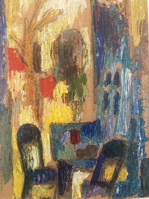 Ölgemälde Papier Expressionismus 1980 Landschaft Regis Bernard Malerei Kunst
