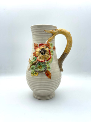Clarice Cliff ''My Garden'' 1930er gerippte Vase Krug 716 Newport Keramik Blumen 