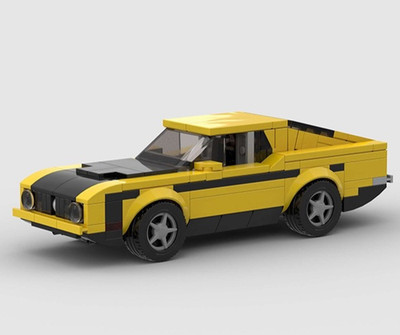 Custom MOC Lego Ford Mach 1 Classic Mustang Yellow 253 Pieces Building Brick Car