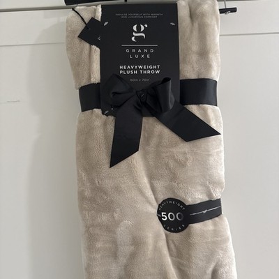 Grand Luxe 500gsm HEAVYWEIGHT 60x70  NATURAL Soft Plush Throw Blanket NEW