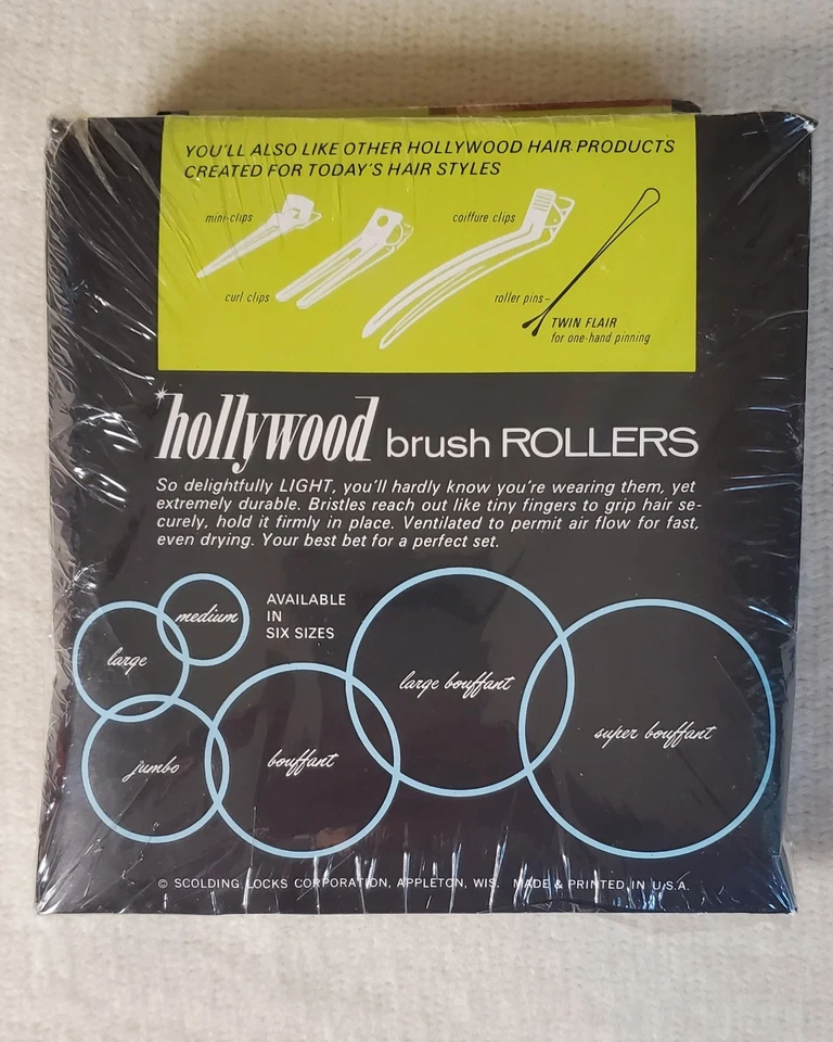 Vintage Novo Selado Hollywood Jumbo Escova de Alumínio Rolos de Secagem Rápida Pacote com 10 - Imagem 2 de 4