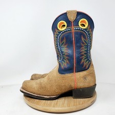 Ariat Derby Monroe Boots Kids 3 Western Roughout Square Toe Boys Girls Shoes