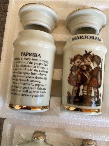 M.J. Hummel Vintage Spice Jars Switzerland - 24 x Porcelain - 24ct Gold Trim - Picture 21 of 24