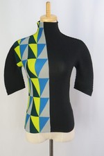 Authentic ISSEY MIYAKE me Black Pleats High Neck Half Sleeve Top 074 9954