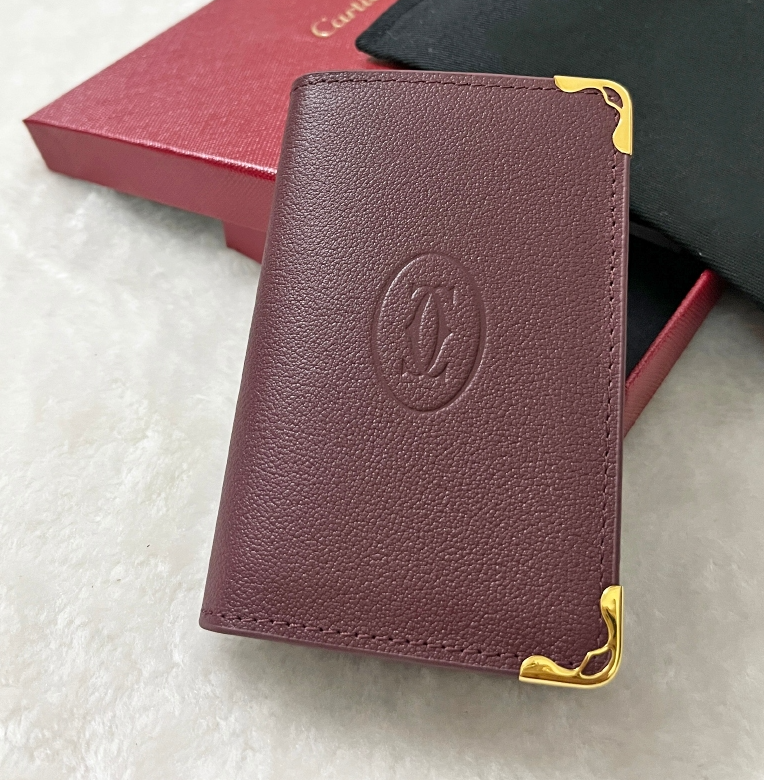Cartier Burgundy Leather Card Holder – Must de Cartier Wallet