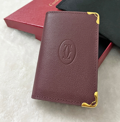 Cartier Burgundy Leather Card Holder – Must de Cartier Wallet